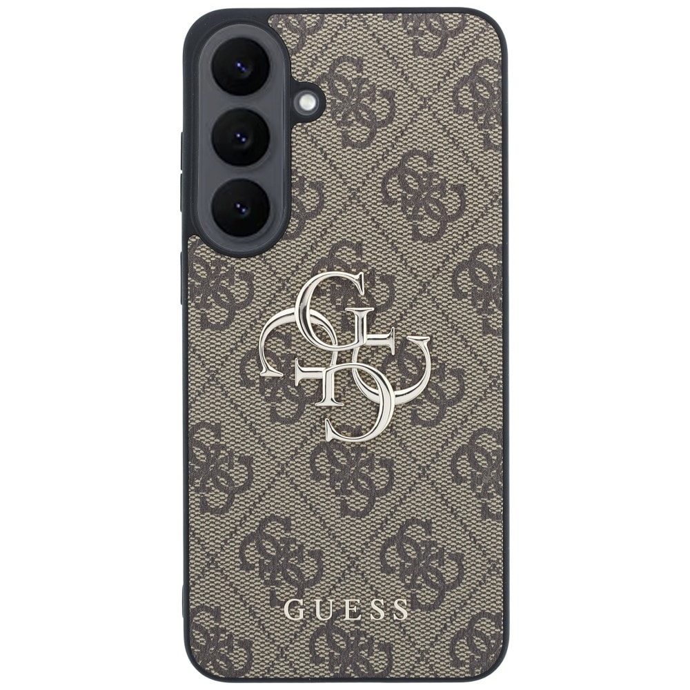Guess læderetui med 4G-logo i metal til Samsung Galaxy S26 FE – brun