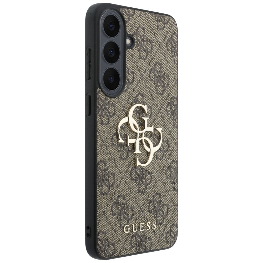 Guess læderetui med 4G-logo i metal til Samsung Galaxy S26 FE – brun