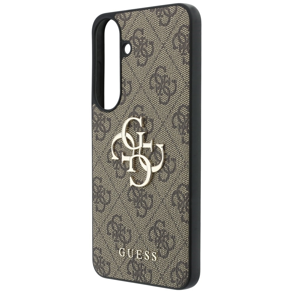 Guess læderetui med 4G-logo i metal til Samsung Galaxy S26 FE – brun