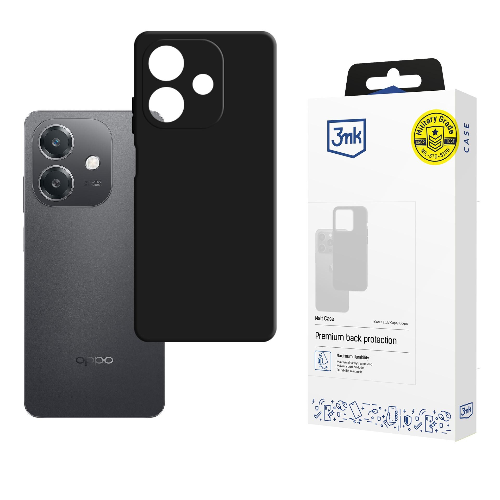 3mk matt skal för Oppo A40 / A40M / A3 4G – matt svart