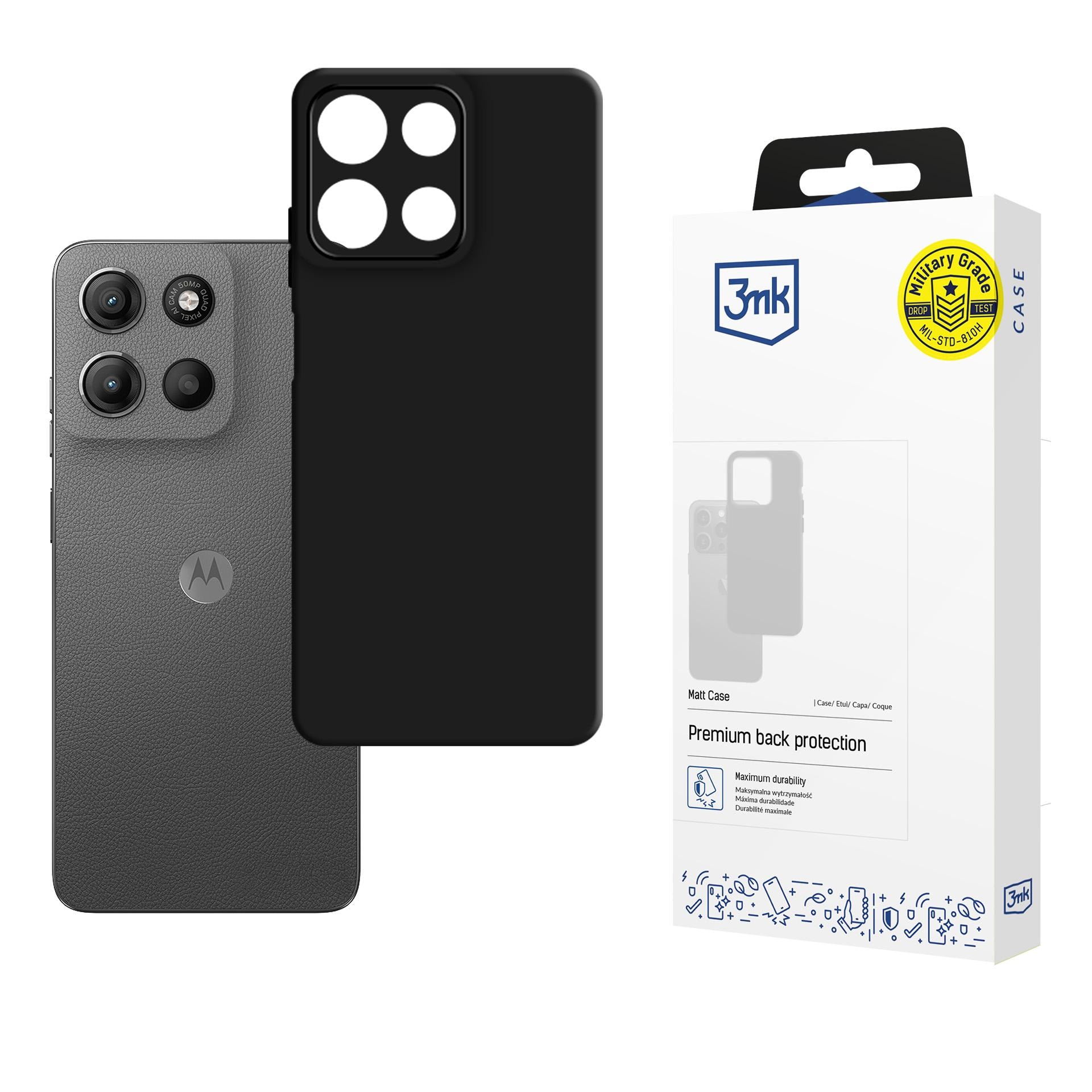 3mk matt skal till Motorola Moto G15 / G15 Power – matt svart
