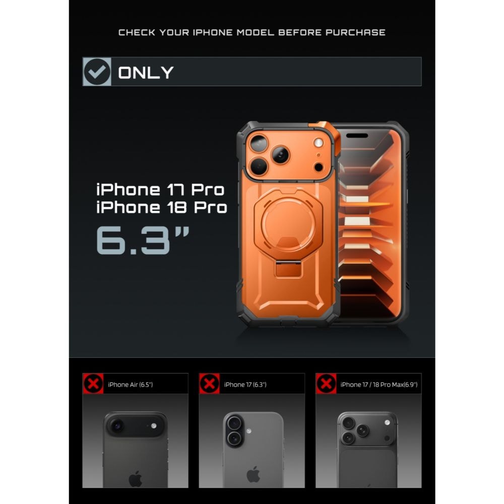 Supcase UB Grip Mag MagSafe-etui til iPhone 18 Pro / 17 Pro – Orange
