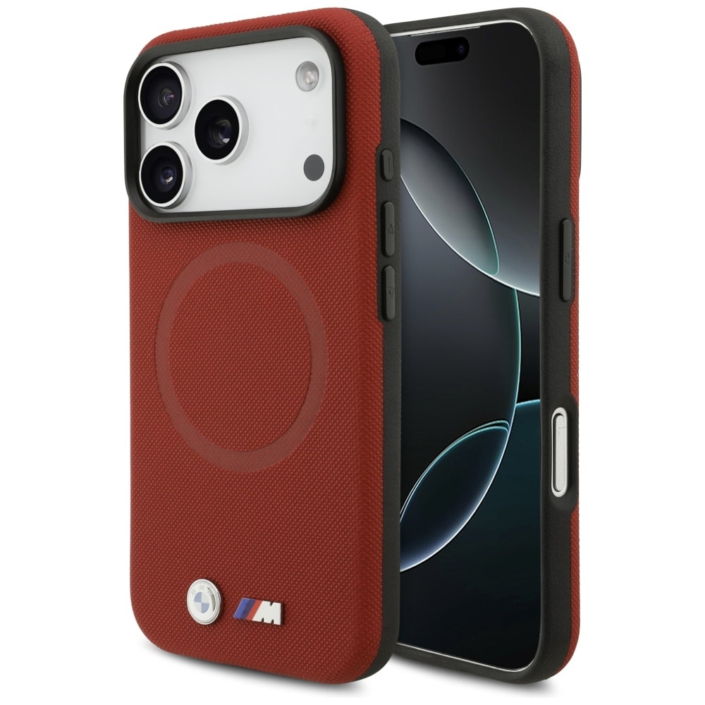BMW M FW MagSafe-fodral med metalllogo för iPhone 17 Pro – rött