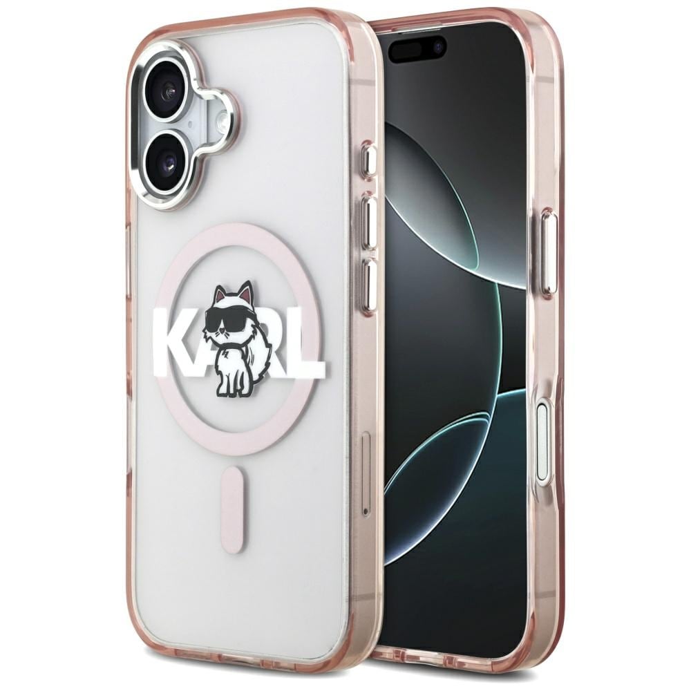 Karl Lagerfeld IML Choupette Sketch Logo MagSafe-skal till iPhone 17 – Rosa