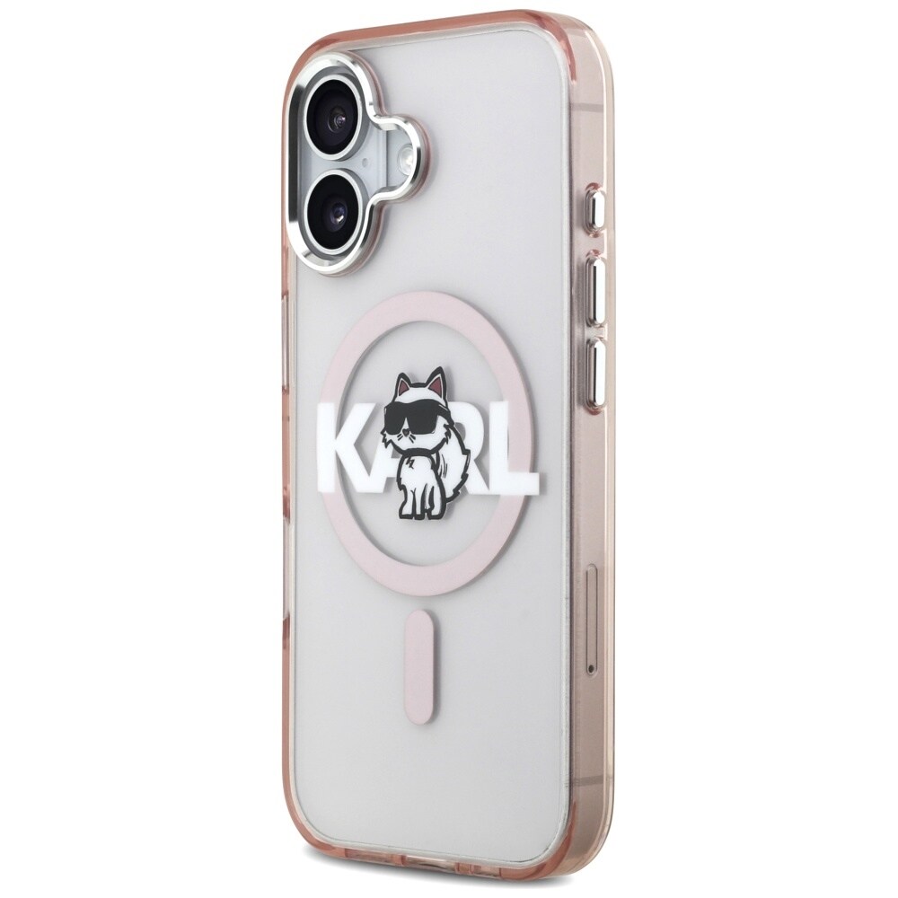 Karl Lagerfeld IML Choupette-skitse-logo MagSafe-etui til iPhone 17 – lyserød