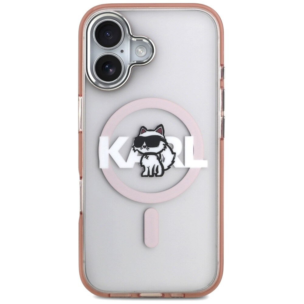 Karl Lagerfeld IML Choupette-skitse-logo MagSafe-etui til iPhone 17 – lyserød