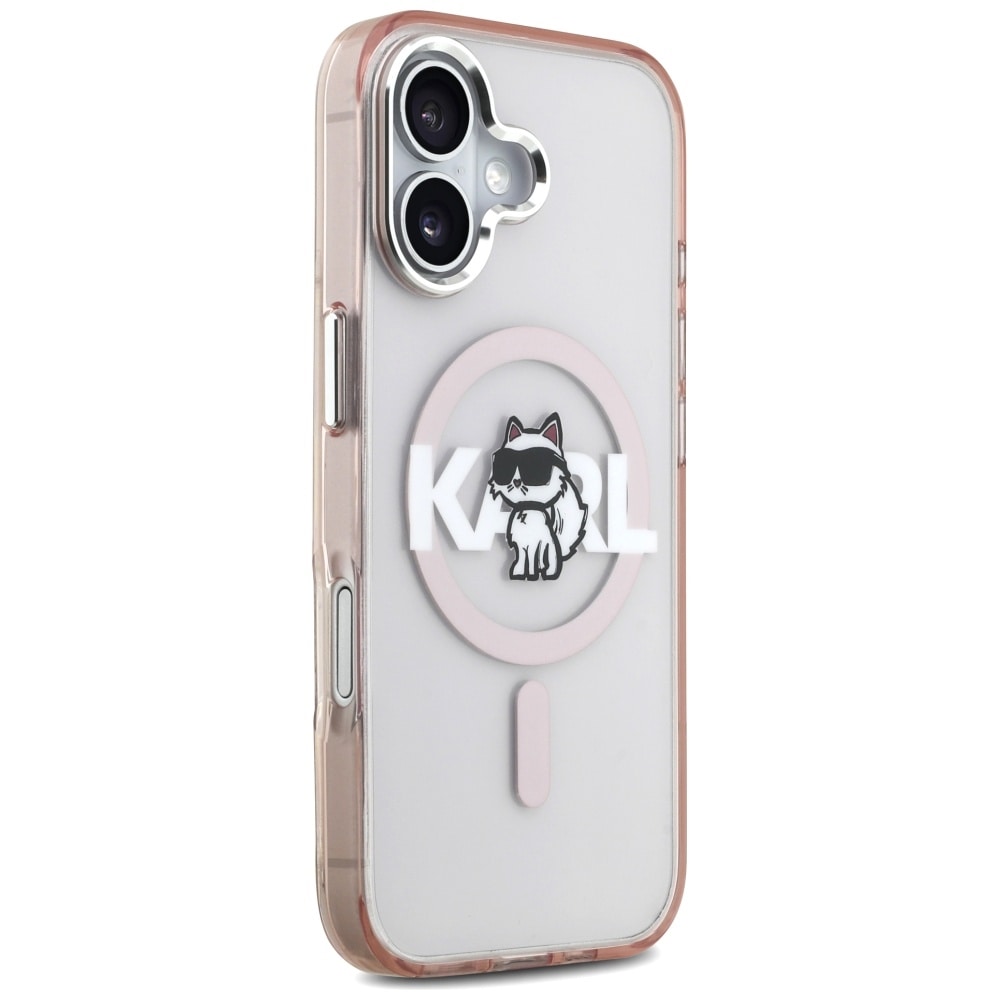 Karl Lagerfeld IML Choupette-skitse-logo MagSafe-etui til iPhone 17 – lyserød
