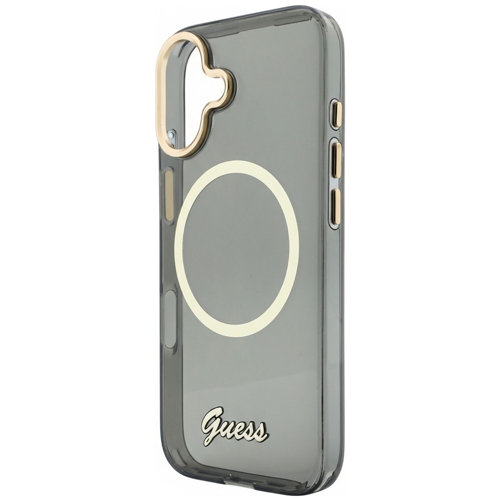 Guess IML Script Metal MagSafe-etui til iPhone 17 – Sort