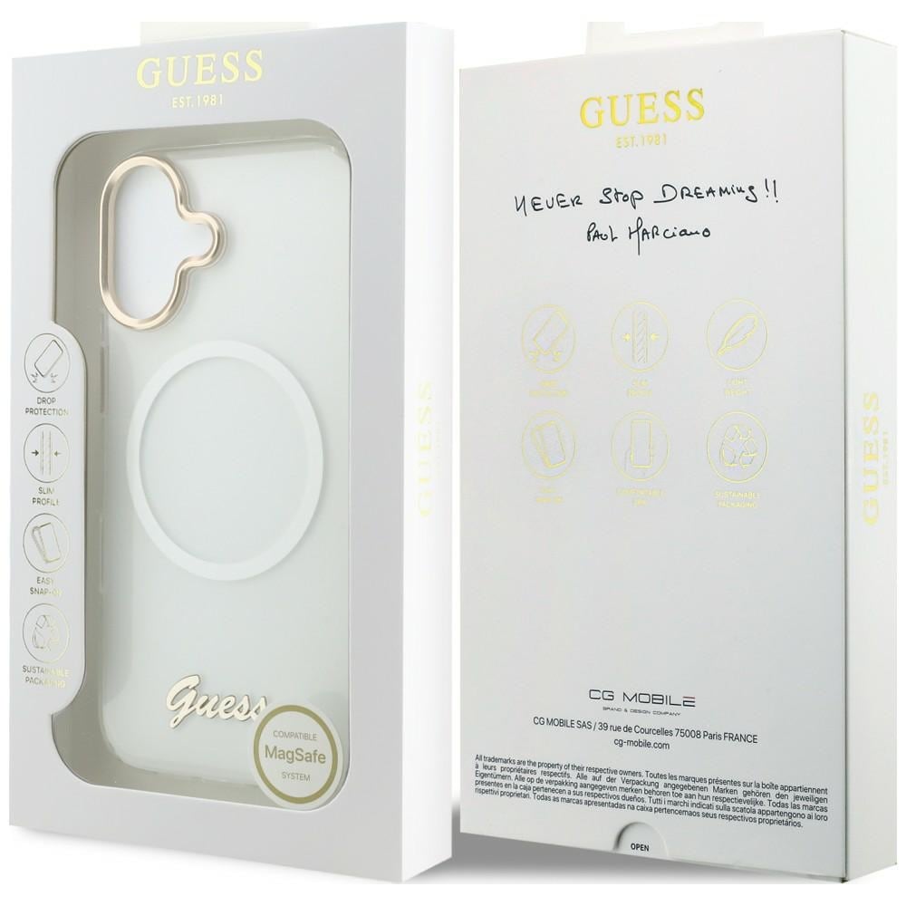 Guess IML Gradient Script Metal MagSafe-etui til iPhone 17 – hvid