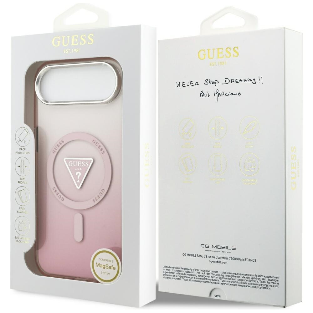 Guess IML-logo med gradient på trekant – MagSafe-etui til iPhone Air – lyserød