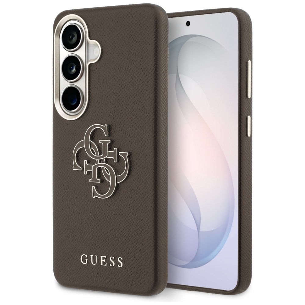 Guess Grained Big 4G metallfodral med logotyp för Samsung Galaxy S26+ – brunt