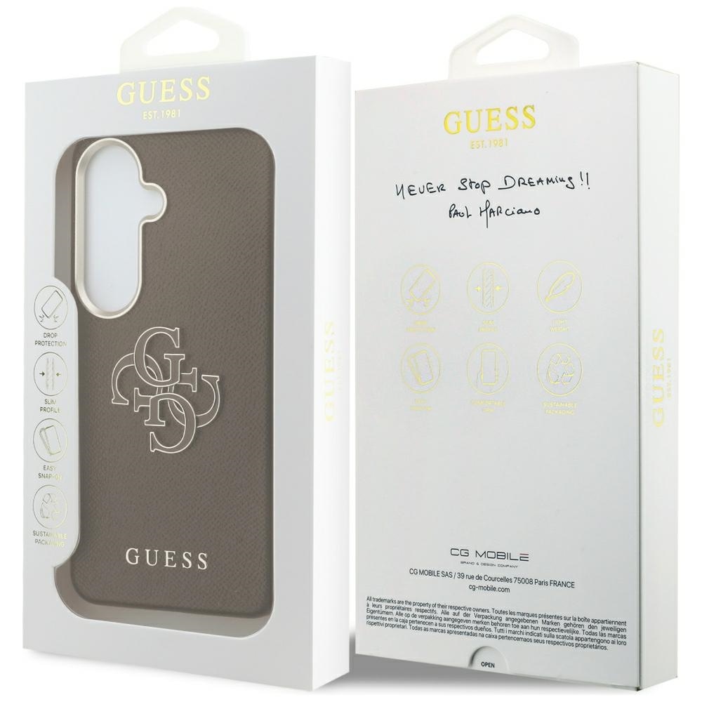 Guess Grained Big 4G metal-logo-etui til Samsung Galaxy S26+ – brun