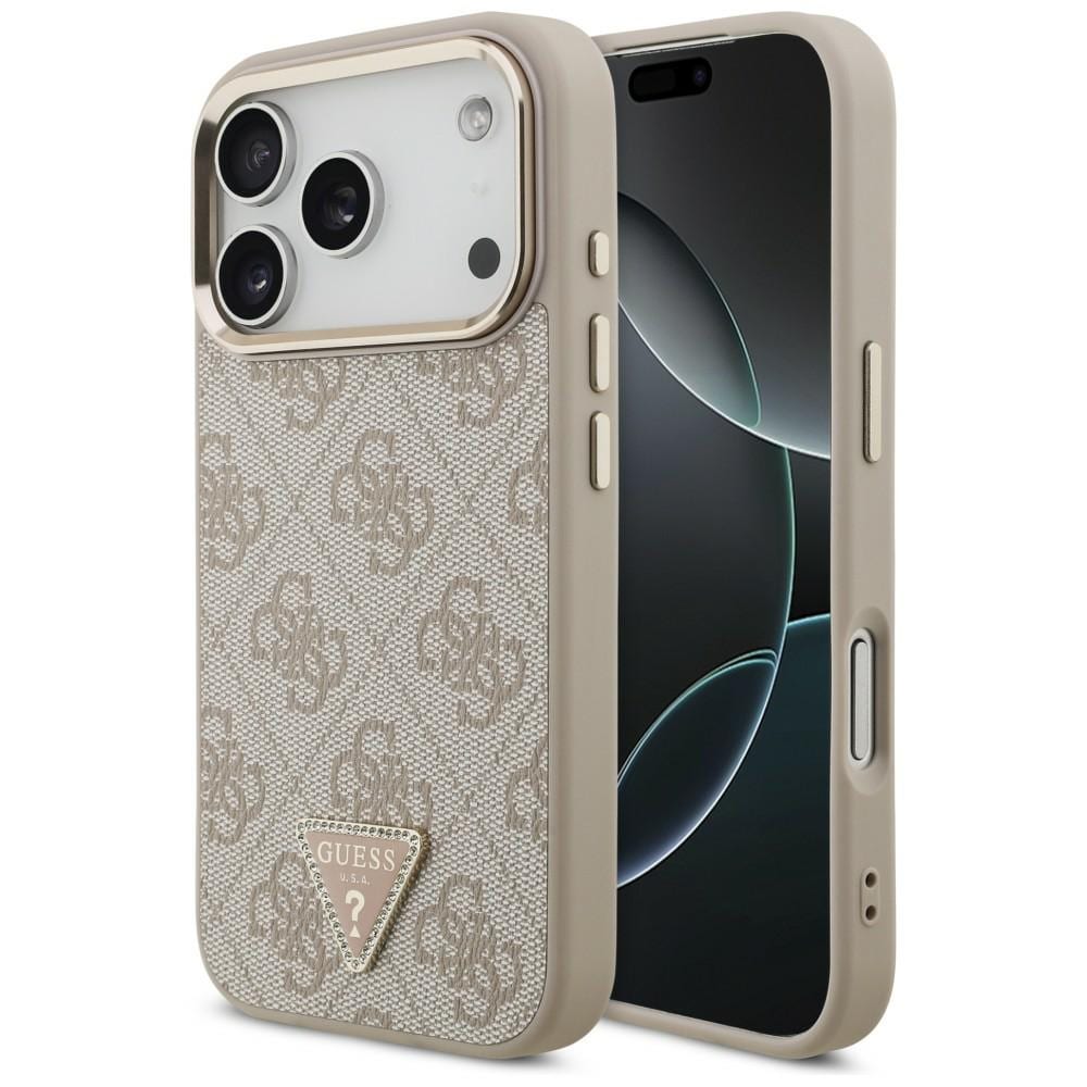 Guess 4G-fodral med triangellogotyp och MagSafe för iPhone 18 Pro / 17 Pro – Roséguld