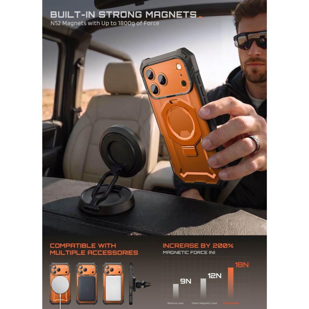 Supcase Grip Pro Mag MagSafe-etui til iPhone 18 Pro / 17 Pro – Orange
