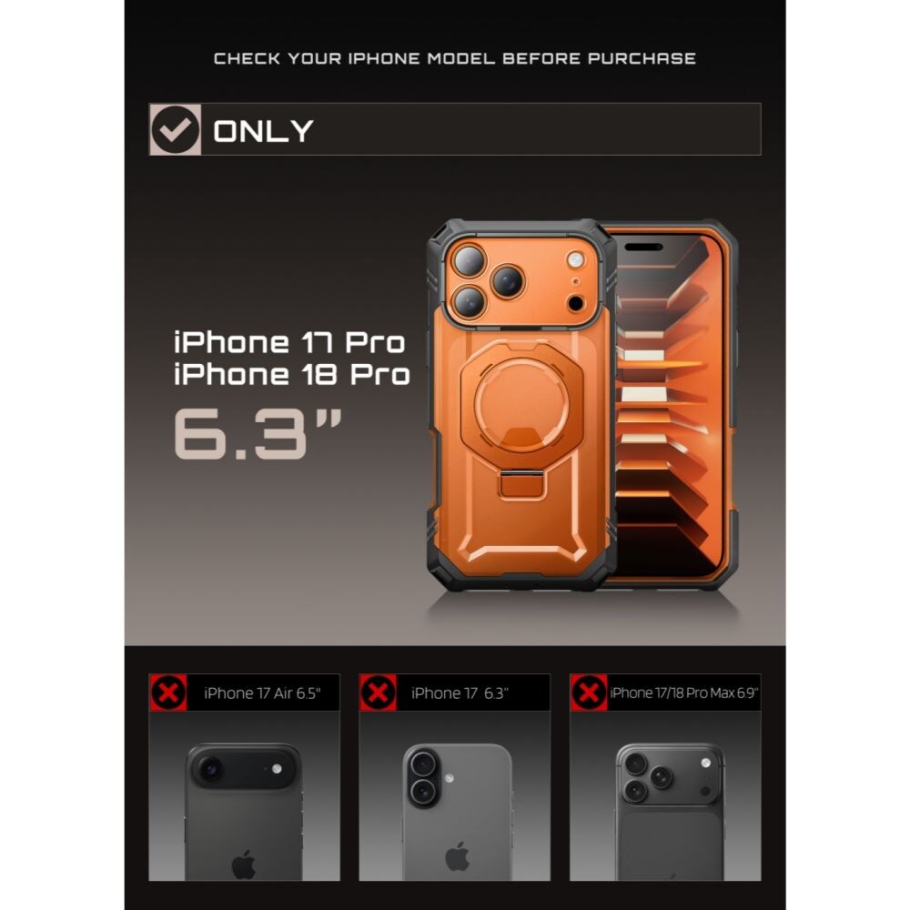 Supcase Grip Pro Mag MagSafe-etui til iPhone 18 Pro / 17 Pro – Orange
