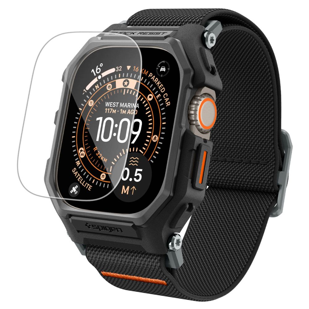 Spigen Lite Fit Pro-armband + skärmskydd i härdat glas för Apple Watch Ultra 49 mm – Svart