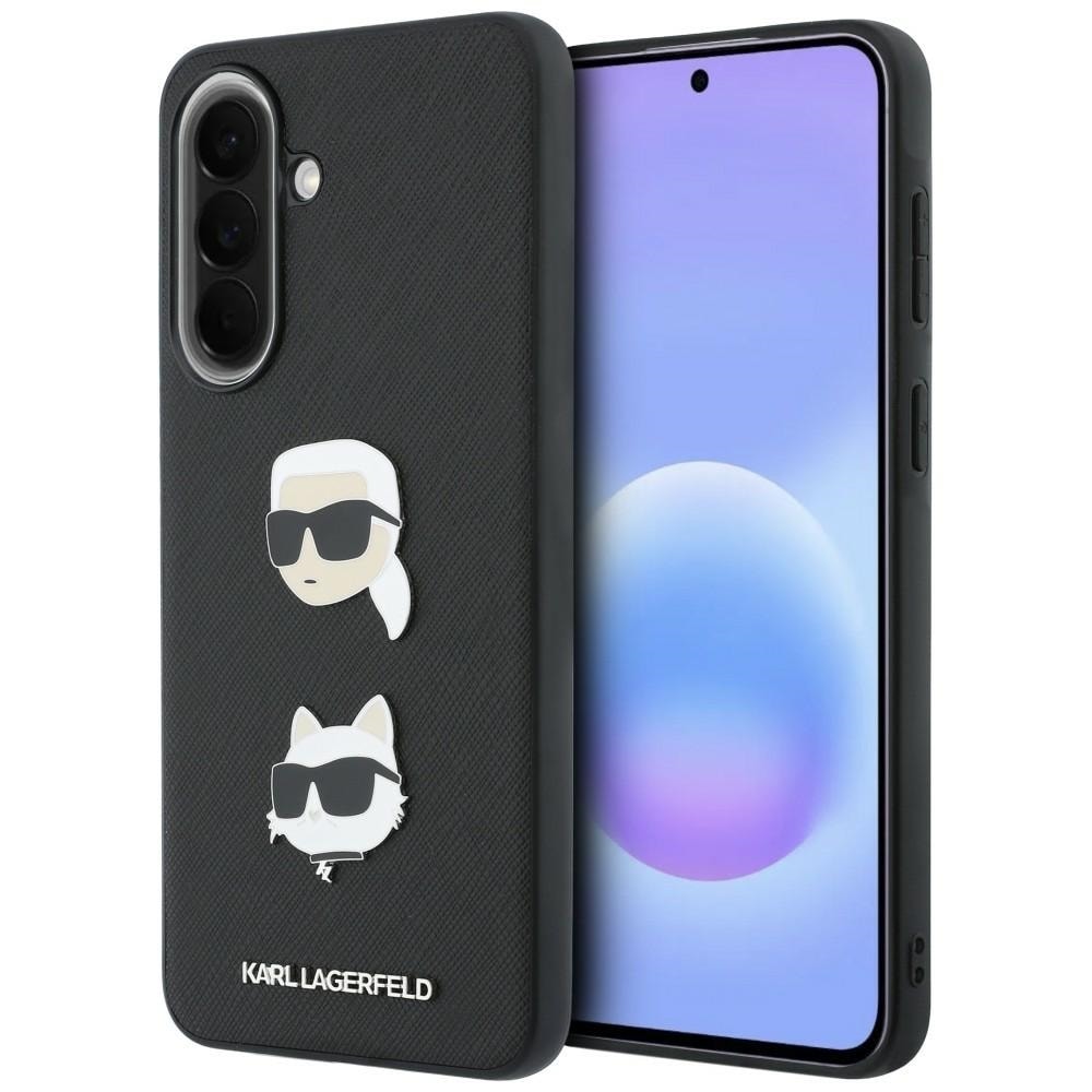Karl Lagerfeld-fodral m. Karl & Choupette-motiv, pins & logotyp för Samsung Galaxy A57 5G – Svart