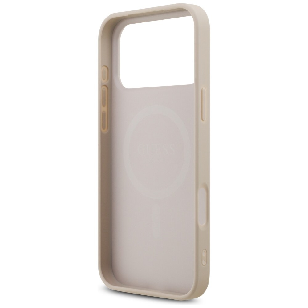 Guess Leather 4G Triangle Strass MagSafe-etui til iPhone 17 Pro Max / 18 Pro Max – lyserød