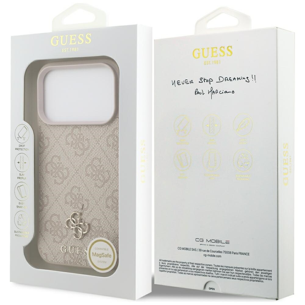 Guess 4G Small Classic Logo MagSafe-etui til iPhone 18 Pro / 17 Pro – lyserød