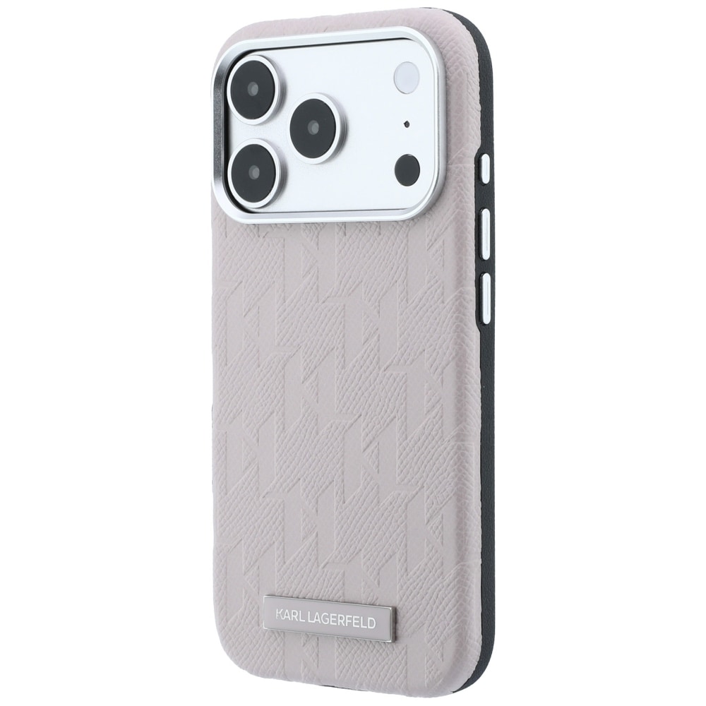 Karl Lagerfeld MagSafe-etui, kornet resin, logo til iPhone 17/18 Pro Max – lyserød