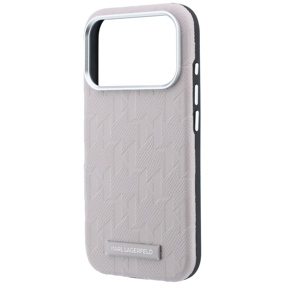 Karl Lagerfeld MagSafe-etui, kornet resin, logo til iPhone 17/18 Pro Max – lyserød