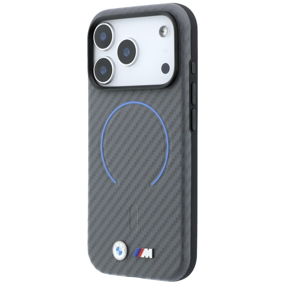 BMW M MagSafe-etui med kulfiberprint til iPhone 18 Pro Max / 17 Pro Max – Grå