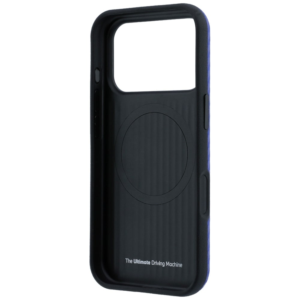 BMW M MagSafe-etui med kulfiberprint til iPhone 17 Pro Max / 18 Pro Max – Blå