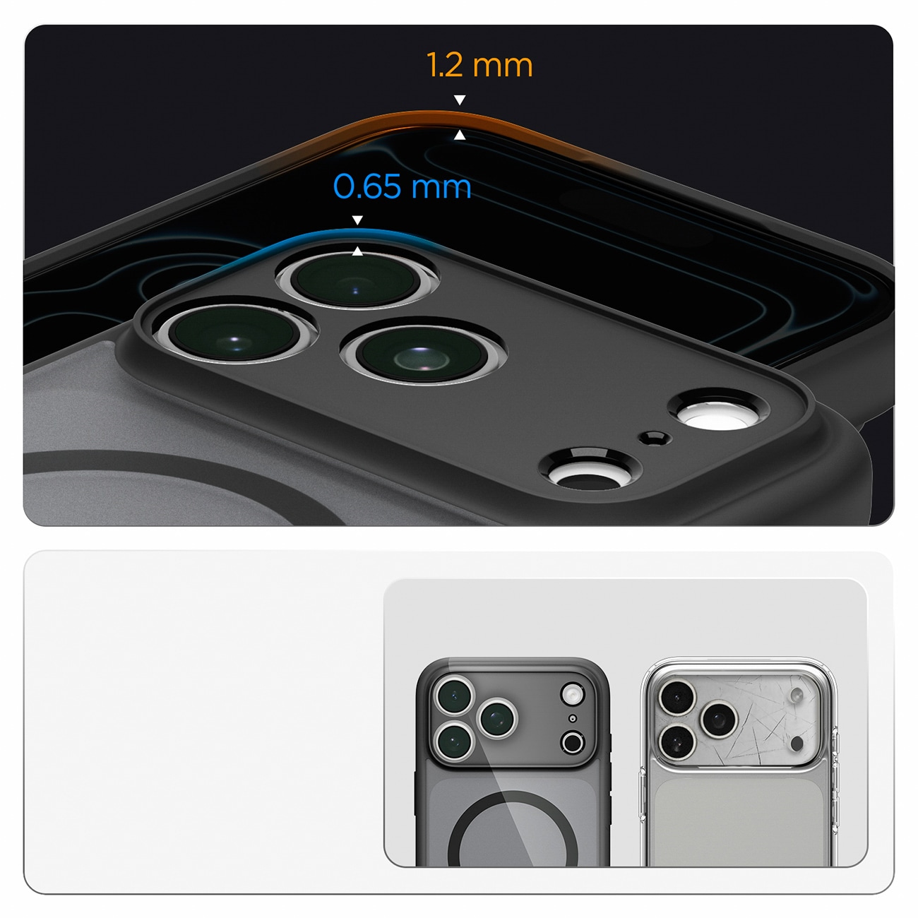 Spigen Ultra Hybrid MagSafe-etui til iPhone 18 Pro / 17 Pro – frostsort