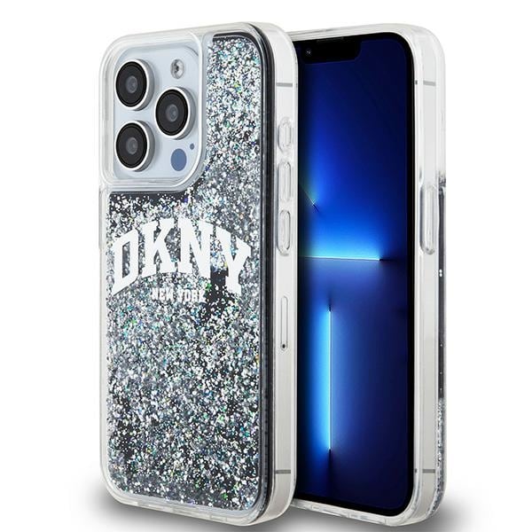 DKNY Liquid Glitter Big Logo-fodral till iPhone 15 Pro – Svart
