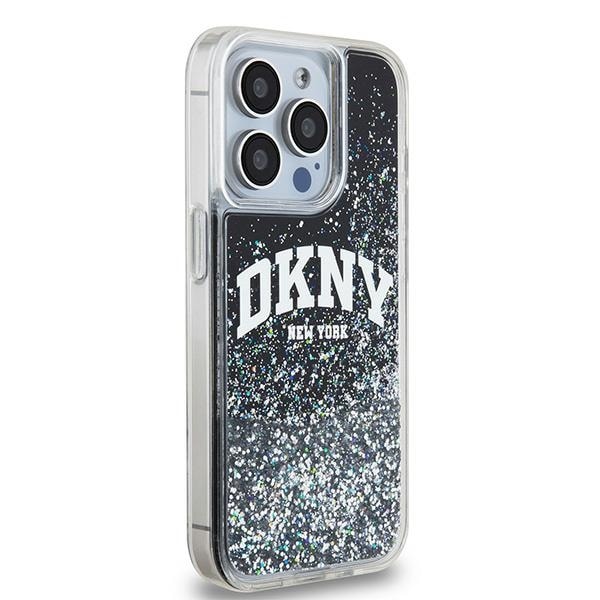 DKNY Liquid Glitter Big Logo iPhone 15 Pro-etui – sort