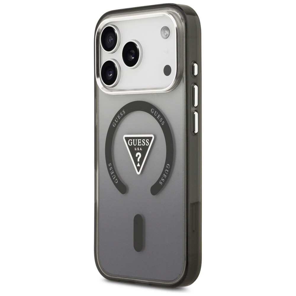Guess IML-etui med gradient-trekantlogo og MagSafe til iPhone 17 Pro – Sort