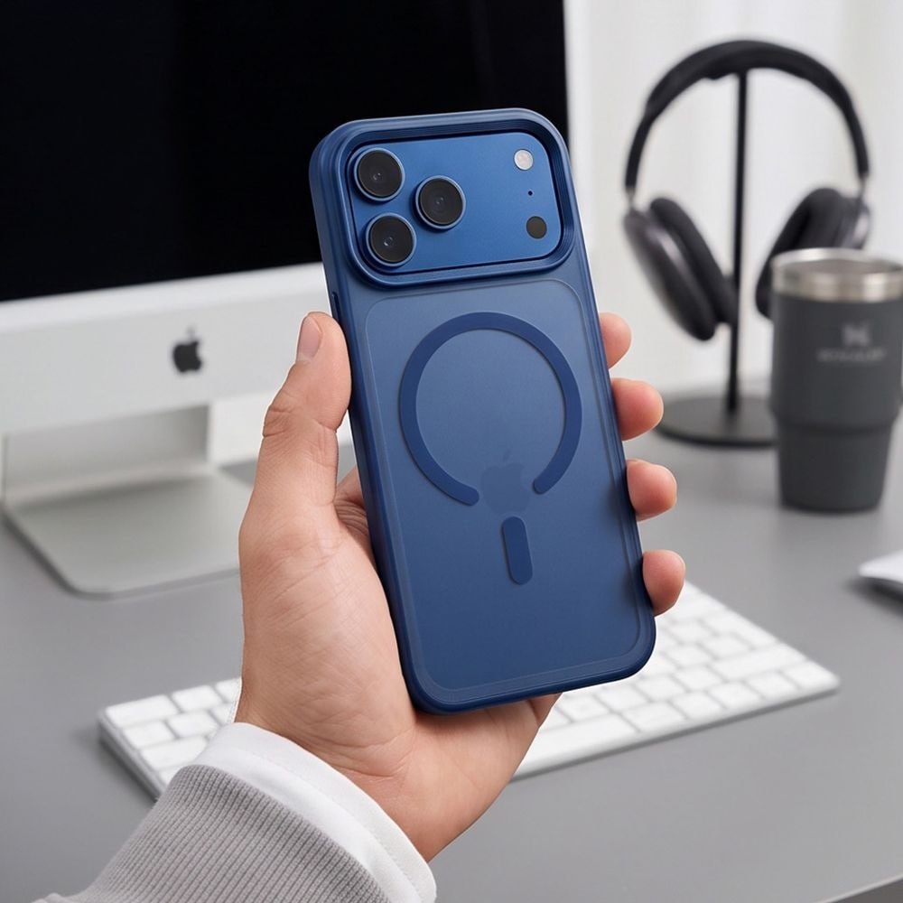 Tech-Protect Magmat Magsafe CC-etui til iPhone 18 Pro Max / 17 Pro Max – mat marineblå