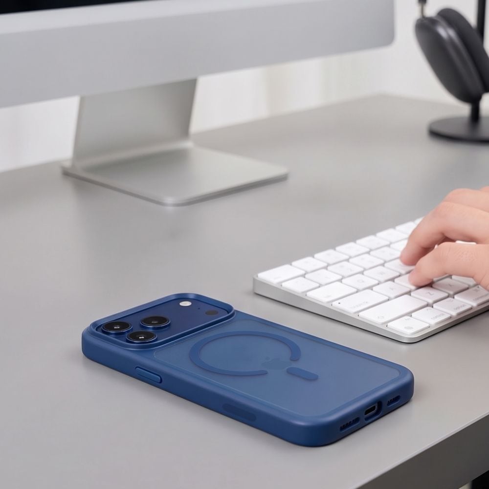 Tech-Protect Magmat Magsafe CC-etui til iPhone 18 Pro Max / 17 Pro Max – mat marineblå
