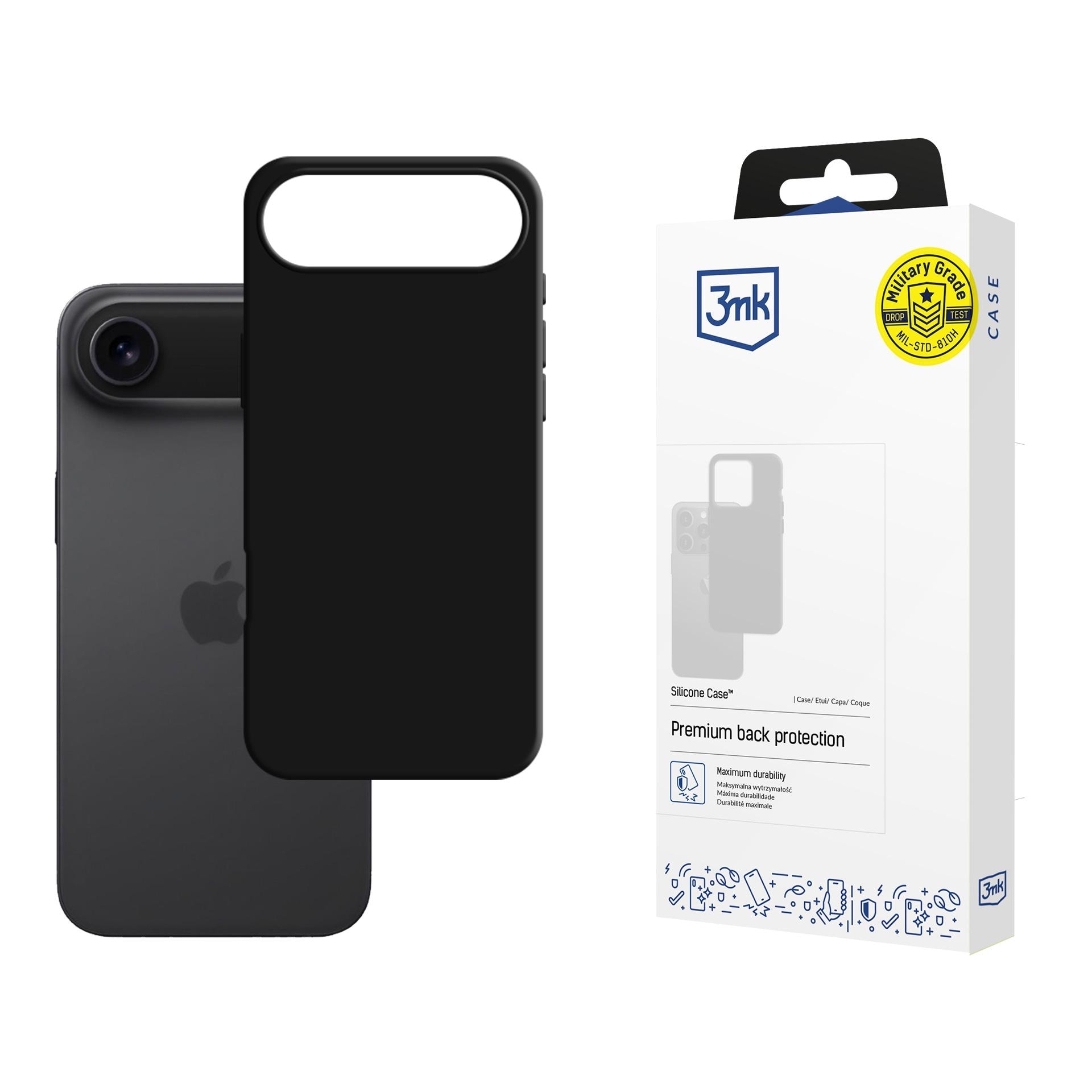 3mk silikonfodral till iPhone 17 Air – svart