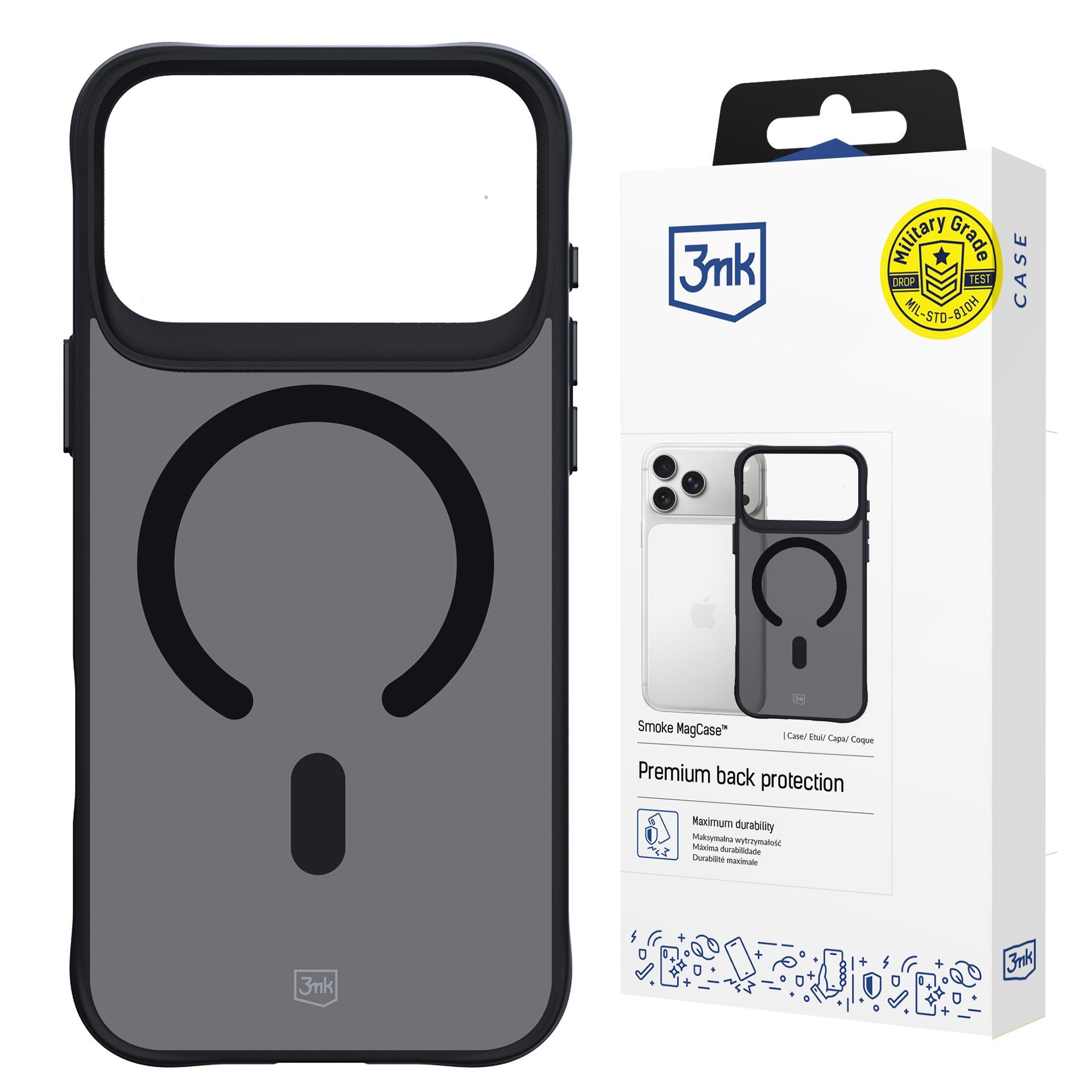3mk Smoke MagCase för iPhone 17 Pro Max – Svart, halvgenomskinligt