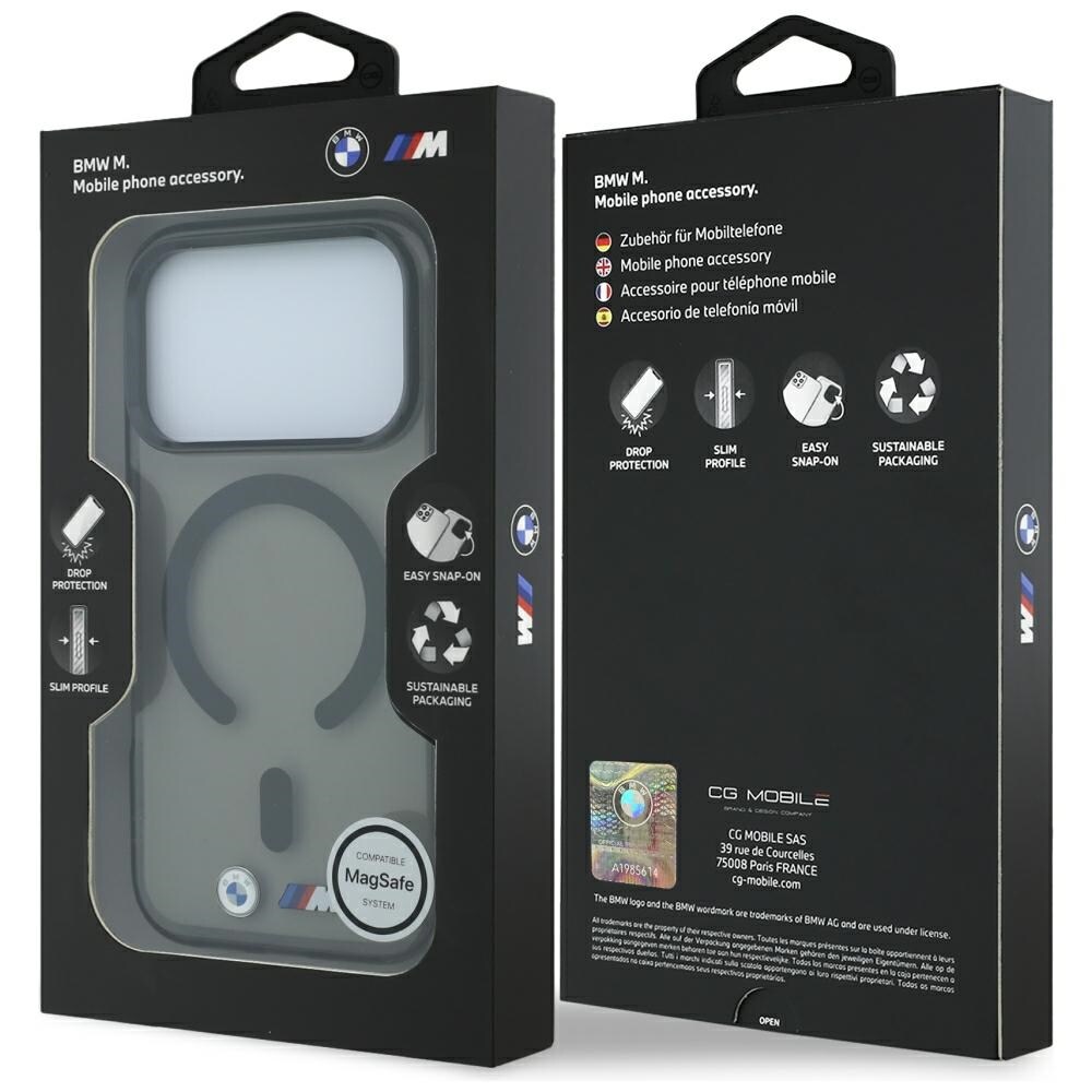 BMW M IML-etui m. blankt metal-logo/-detaljer og MagSafe til iPhone 17 Pro/18 Pro – Sort