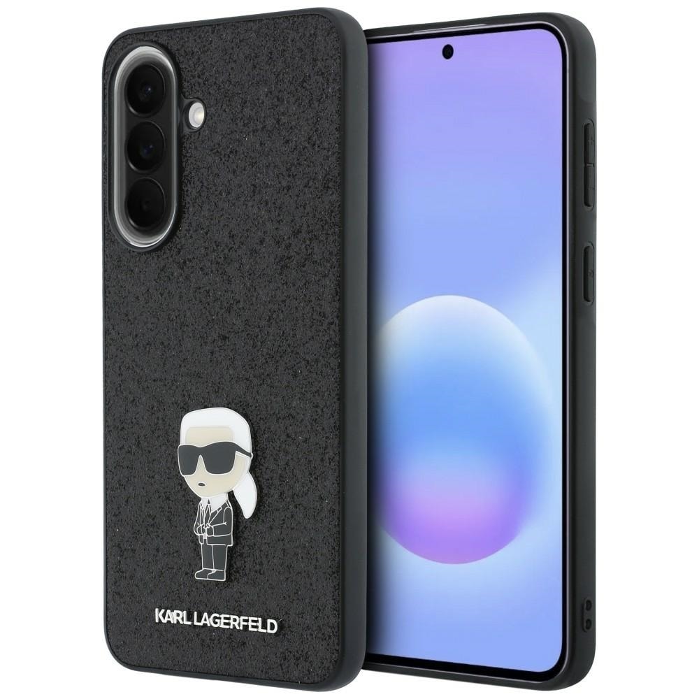 Karl Lagerfeld – metallnål med glitter & Ikonik-logotyp för Samsung Galaxy A57 5G – svart