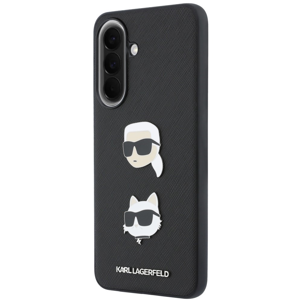 Karl Lagerfeld-etui med Karl&Choupette-motiver, pins og logo til Samsung Galaxy A37 5G – sort