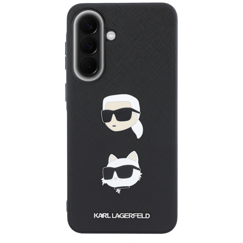 Karl Lagerfeld-etui med Karl&Choupette-motiver, pins og logo til Samsung Galaxy A37 5G – sort