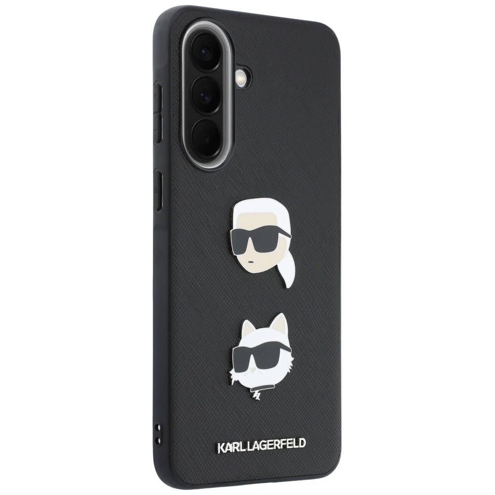 Karl Lagerfeld-etui med Karl&Choupette-motiver, pins og logo til Samsung Galaxy A37 5G – sort
