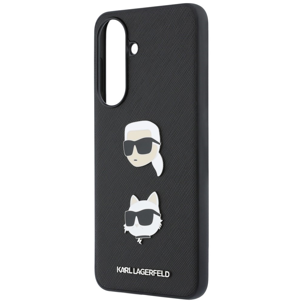 Karl Lagerfeld-etui med Karl&Choupette-motiver, pins og logo til Samsung Galaxy A37 5G – sort