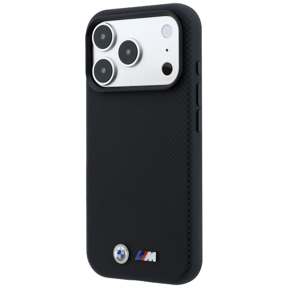 BMW M Quadrille Kevlar Metal Logo MagSafe-etui til iPhone 17 Pro Max / 18 Pro Max – Sort