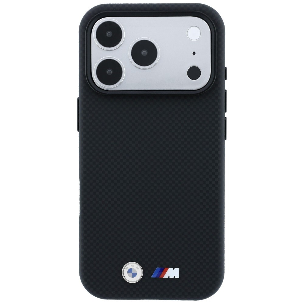 BMW M Quadrille Kevlar Metal Logo MagSafe-etui til iPhone 17 Pro Max / 18 Pro Max – Sort
