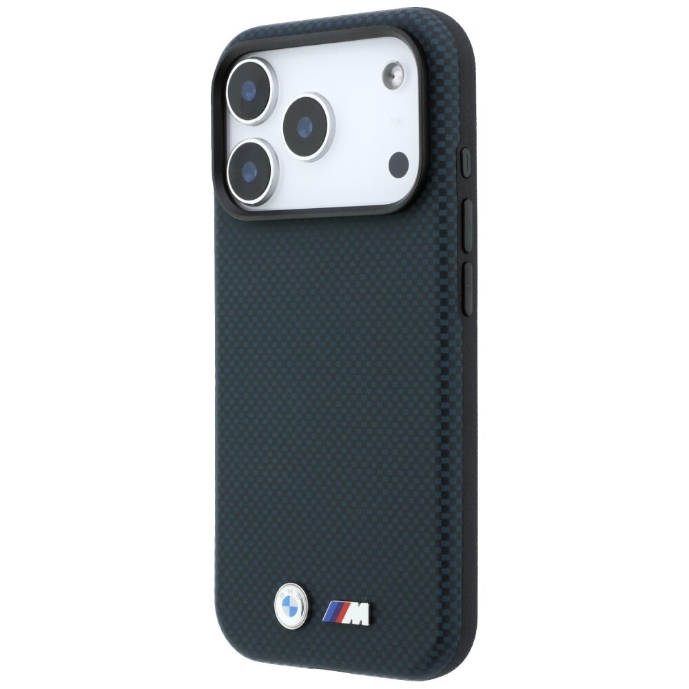BMW M Quadrille Kevlar Metal-logo MagSafe-etui til iPhone 17 Pro / 18 Pro – marineblå
