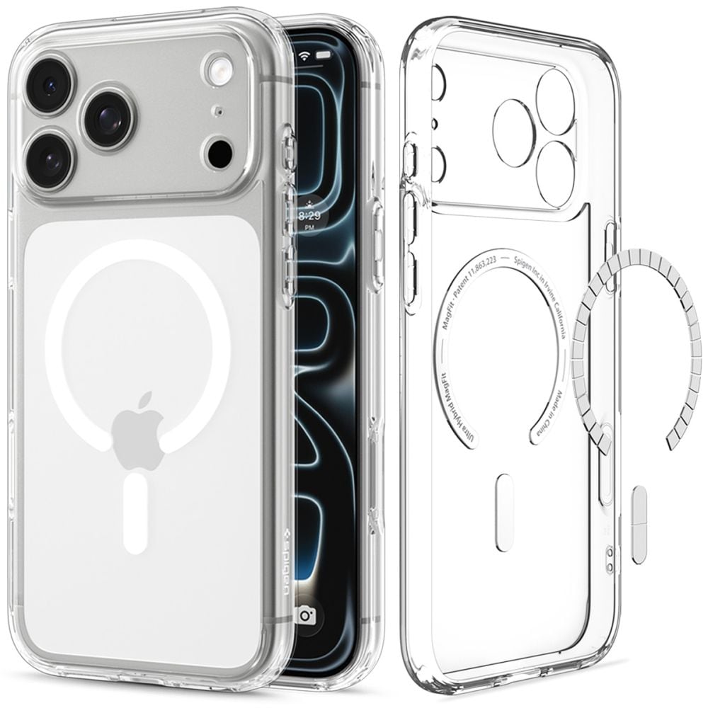 Spigen Ultra Hybrid MagSafe-etui til iPhone 18 Pro Max / 17 Pro Max – gennemsigtigt og hvidt