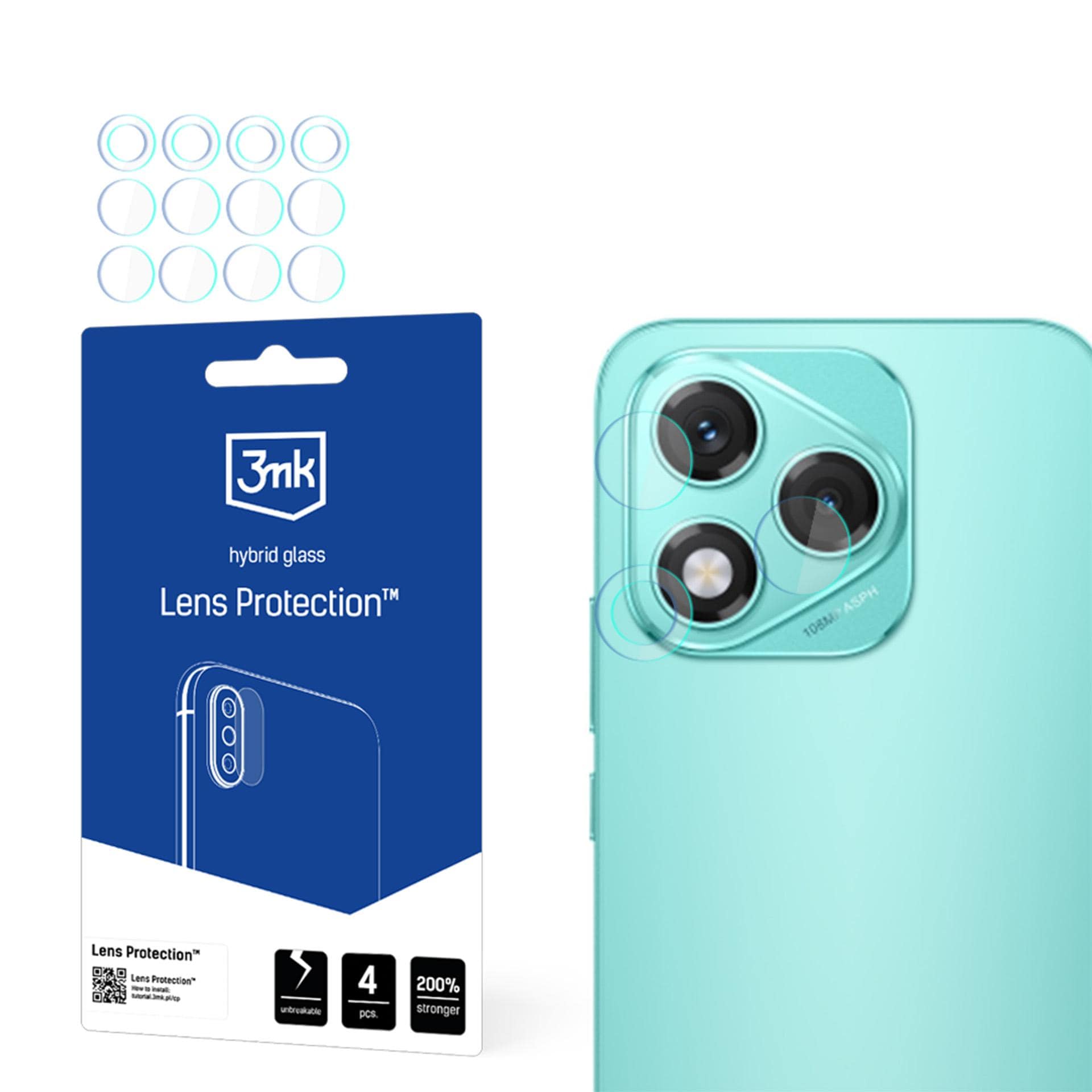 3mk hybridglas för skydd av kameralinsen på Honor 400 Lite
