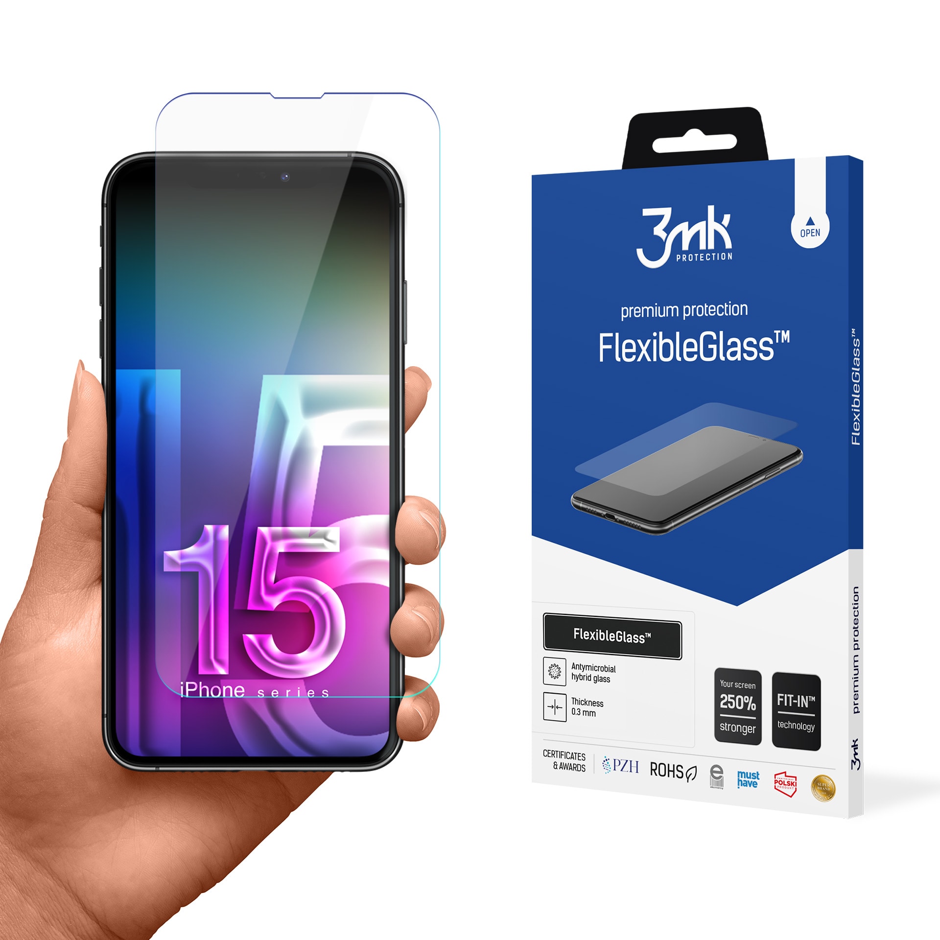 3mk FlexibleGlass v2.0 hybridglas till Apple iPhone 15 Pro