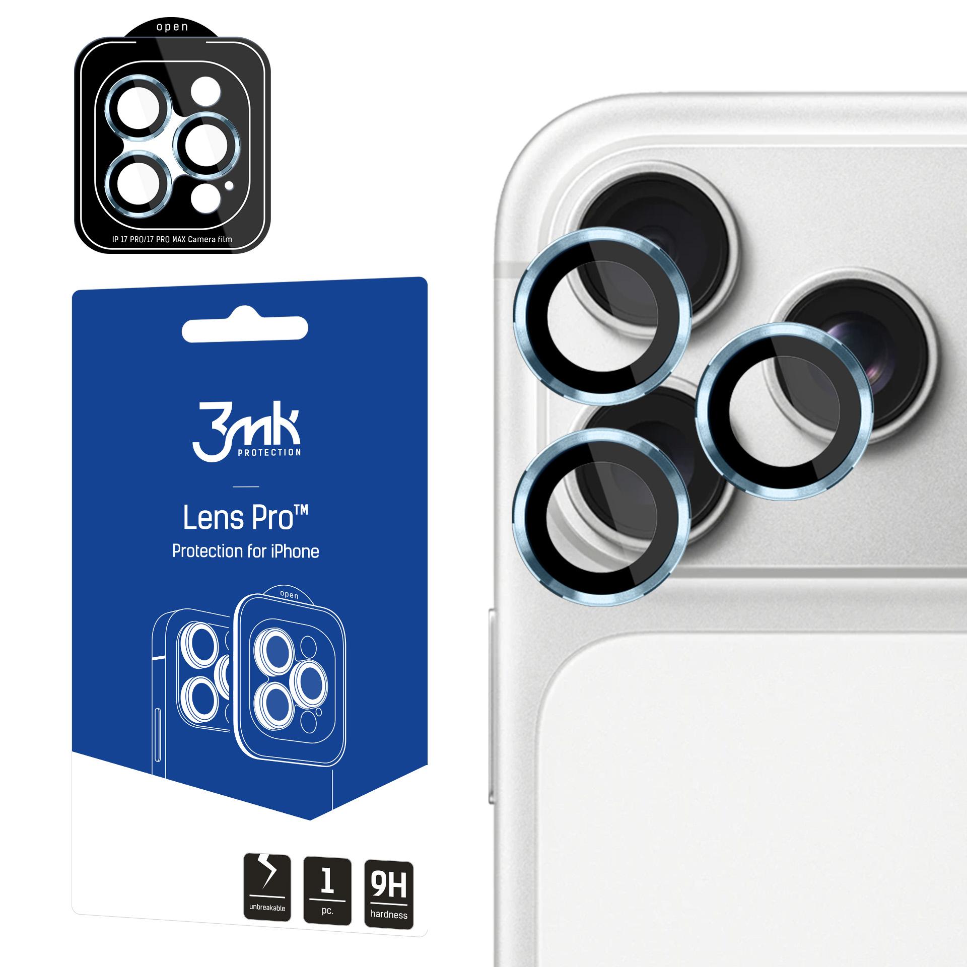3mk Lens Protection Pro härdat glas för iPhone 17 Pro / 17 Pro Max – ljusblått