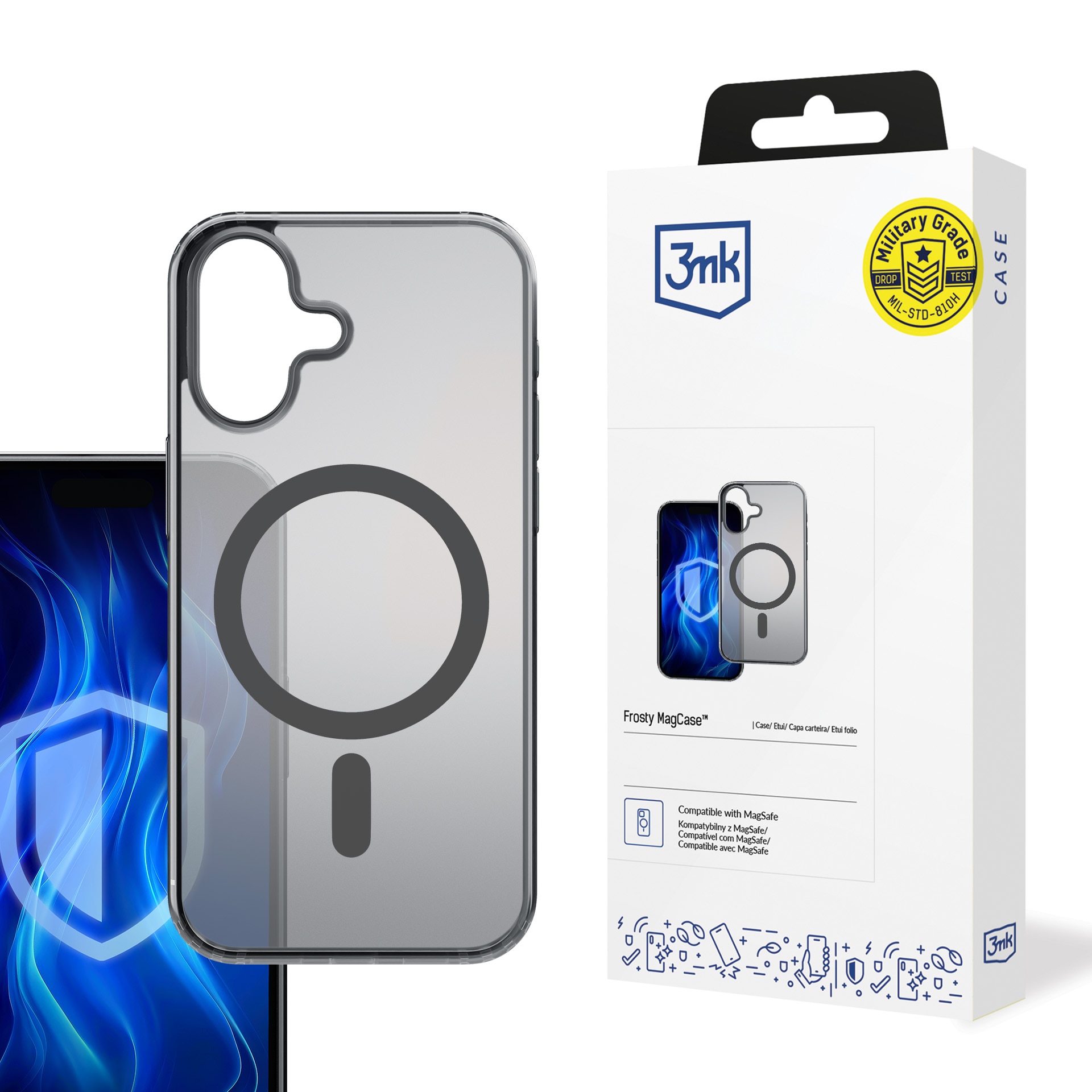 3mk Frosty MagCase för iPhone 16 Plus – Svart
