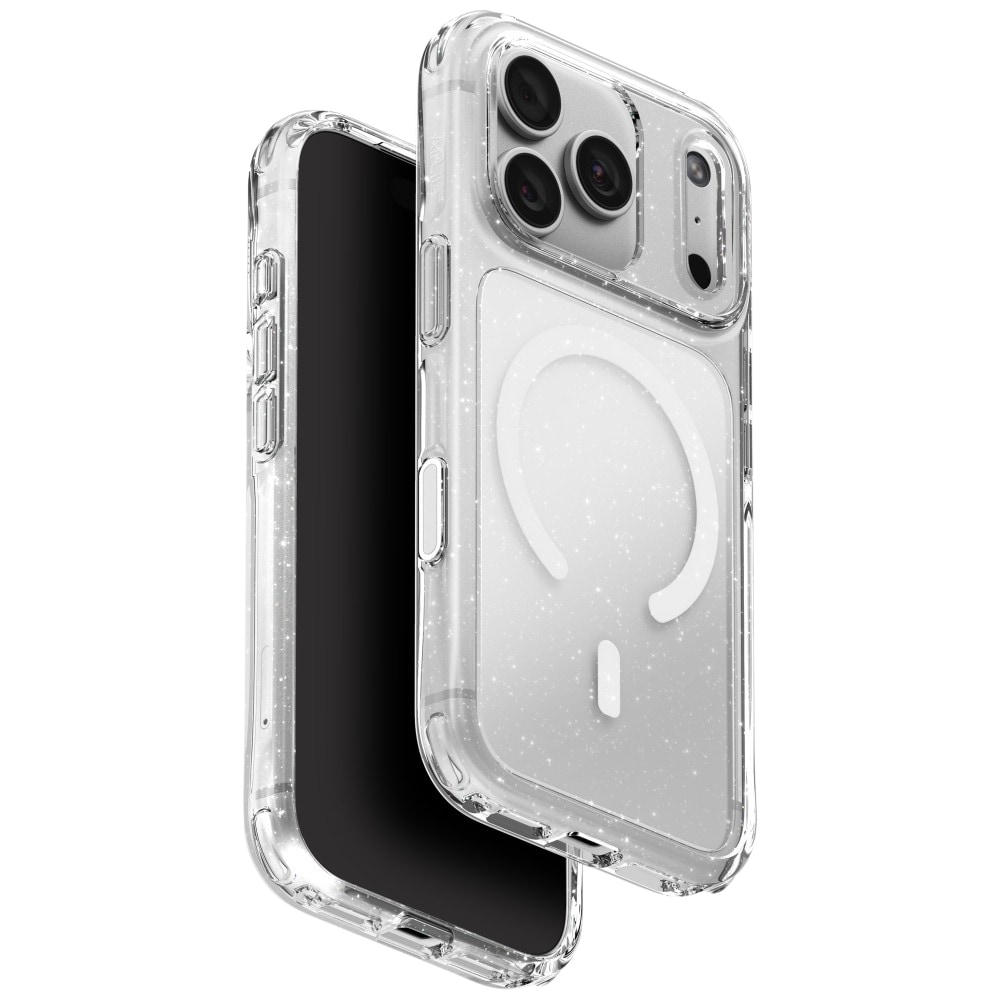 Uniq LifePro Xtreme Magclick-laddningsfodral för iPhone 18 Pro / 17 Pro – Clear Glitter